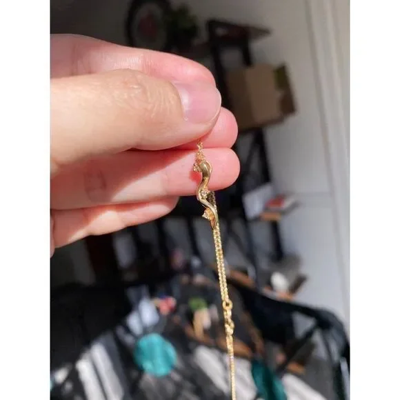 14k Diamond Wavy Pendant Necklace